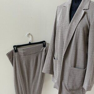 Ladies Pant Brown Print Pantsuit Designer Anne Klein